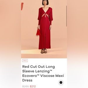 Farm Rio Red Cut Out Long Sleeve Lenzing Ecovero Viscose Maxi Dress